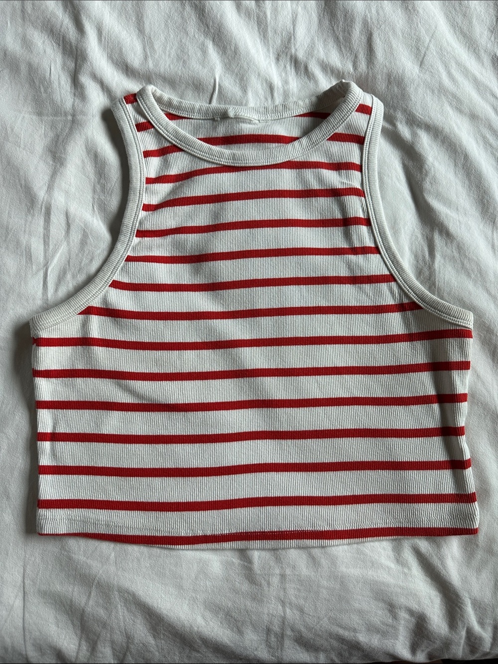 H&M Red and White Striped Crop Tank